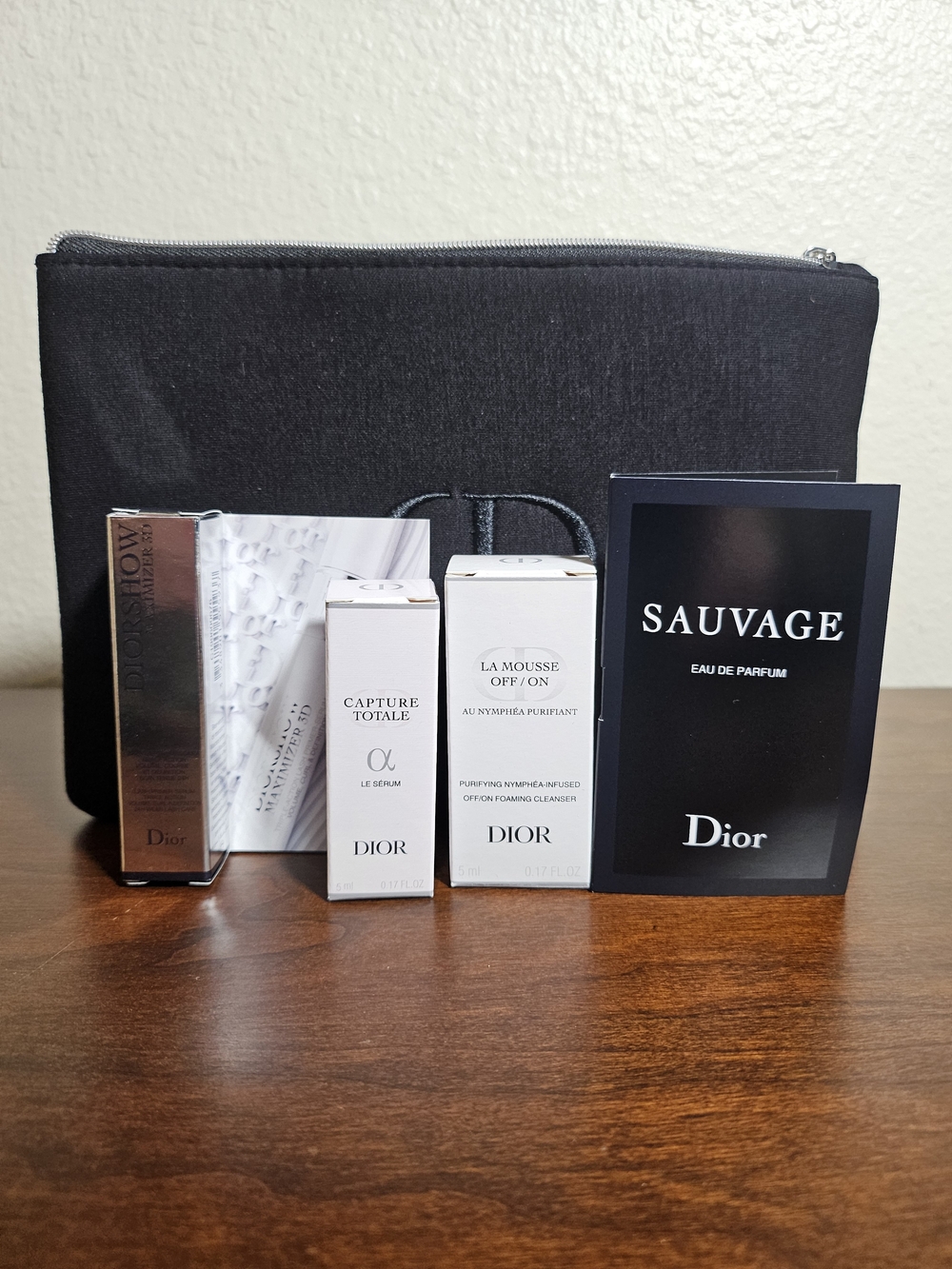 Dior Black Men’s Toiletry Pouch with Fragrance & Skincare Samples